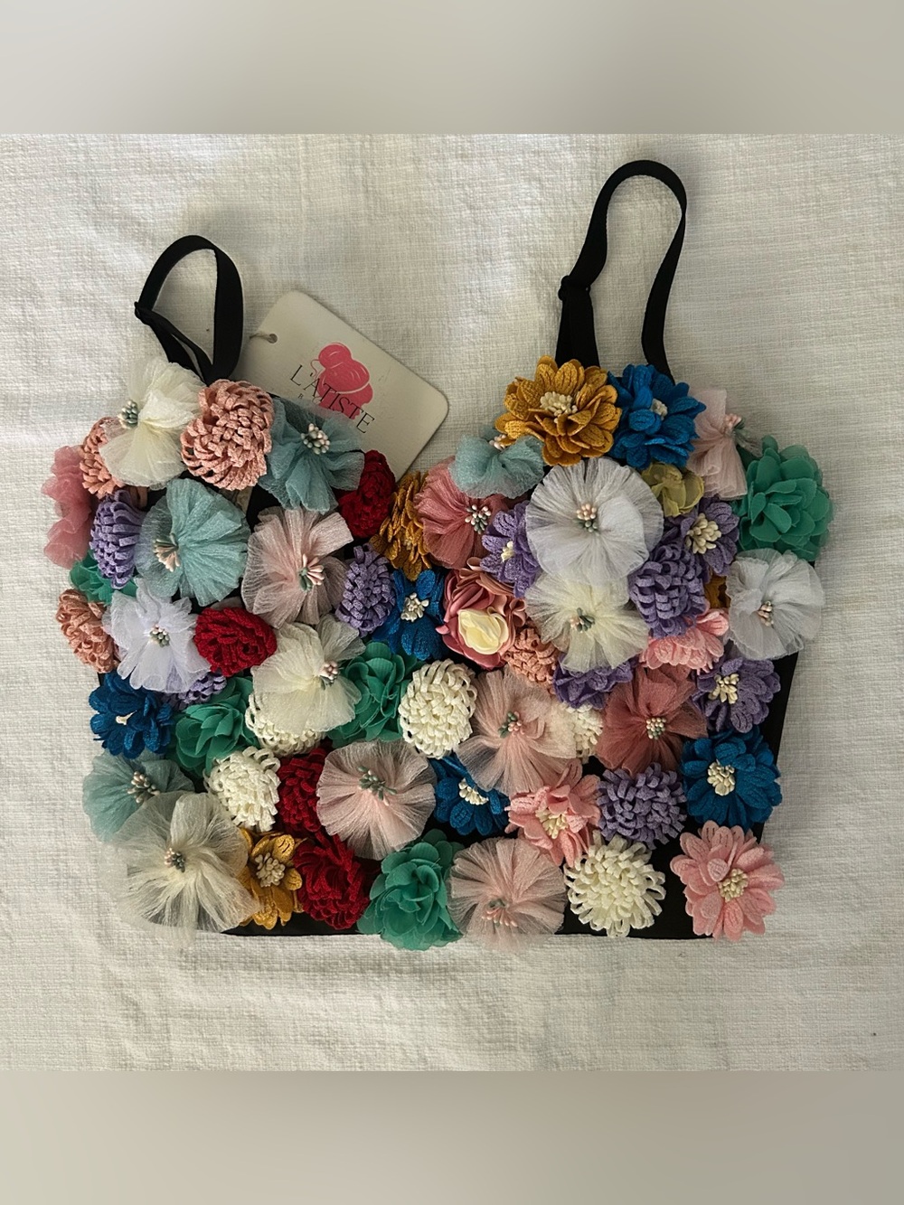 NWT L'ATISTE by Amy Multicolor 3D Floral Applique Bustier Corset Top 34/75